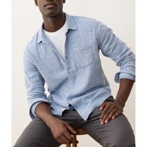 Marine Layer Classic Stretch Selvage Shirt Blue Stripe Cotton S